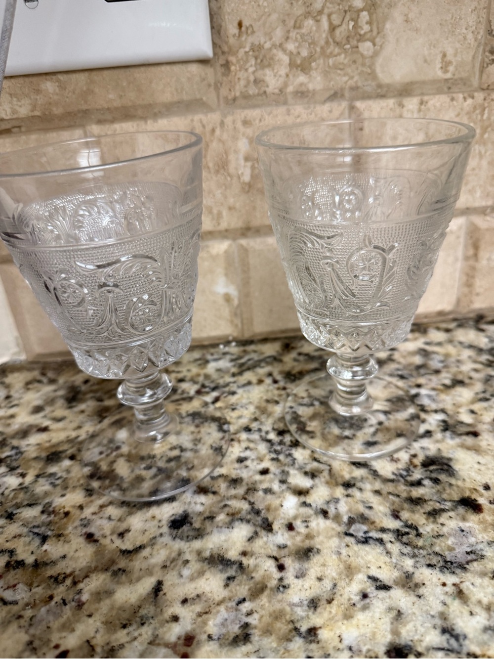 Clear Etched Goblet Wine Glasses - Classic Clear Stemware